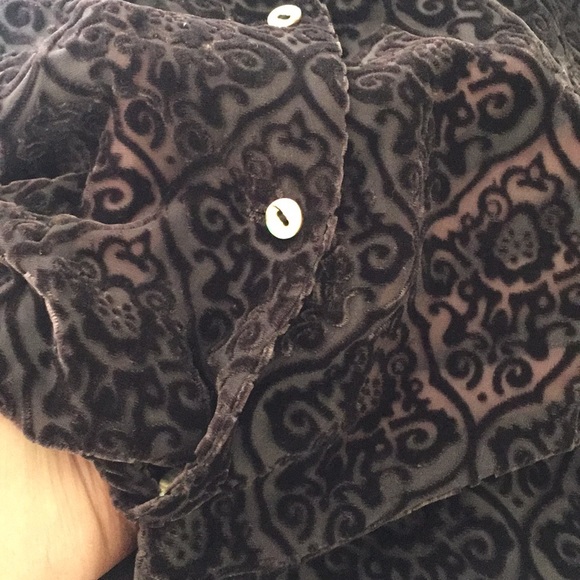 SIGRID OLSEN size Small Silk Velvet Burn-Out Paisley Sexy Elegant WitchyCore - Picture 8 of 8